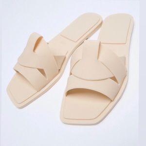 Zara Slide Sandals w/ crossover rubberized straps
